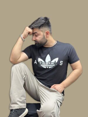 Men's Branded Black T-Shirt - Round Neck, Half Sleeve